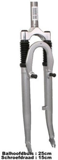 Verende voorvork 28" met 1 1/8" vorkbuis - V-brake en trommelremnok - zilver