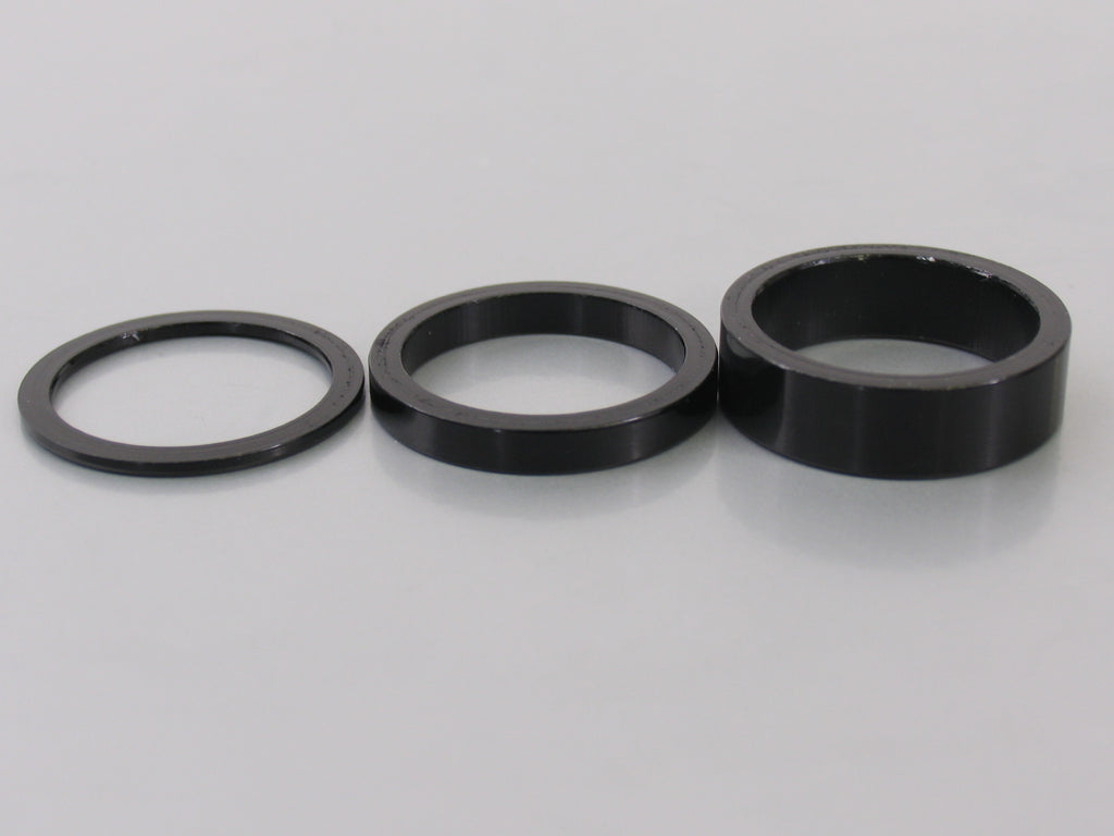 Balhoofd spacerset 1-1/8" (ø28.6) 3-delig 2/5/10mm Zwart