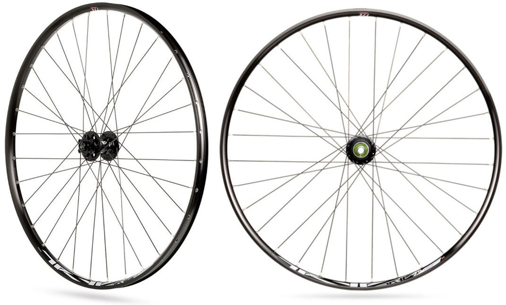 Wielset Rodi TRYP 25 27.5" voorwiel steekas 15x100 en achterwiel snelspanner 9x135 - 6 bouts remschijfbevestiging - 8/9/10/11 speed - zwart