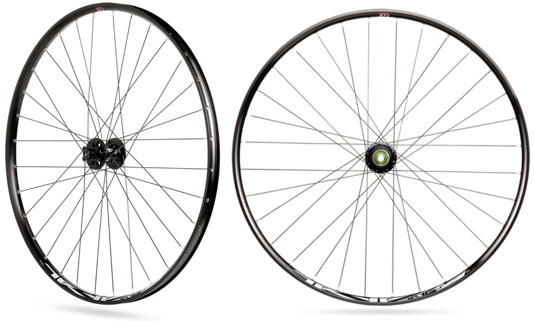 Wielset Rodi TRYP 25 27.5" voorwiel steekas 15x100 en achterwiel snelspanner 9x135 - 6 bouts remschijfbevestiging - 8/9/10/11 speed - zwart