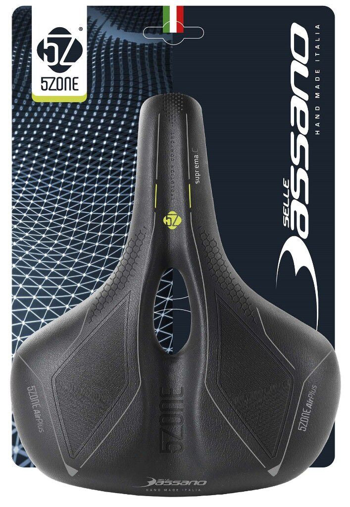 Fietszadel Selle Bassano Suprema 5zone EL City met elastomere demping - zwart