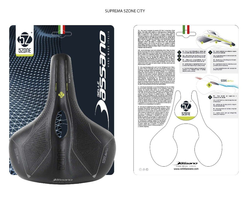 Fietszadel Selle Bassano Suprema 5zone EL City met elastomere demping - zwart