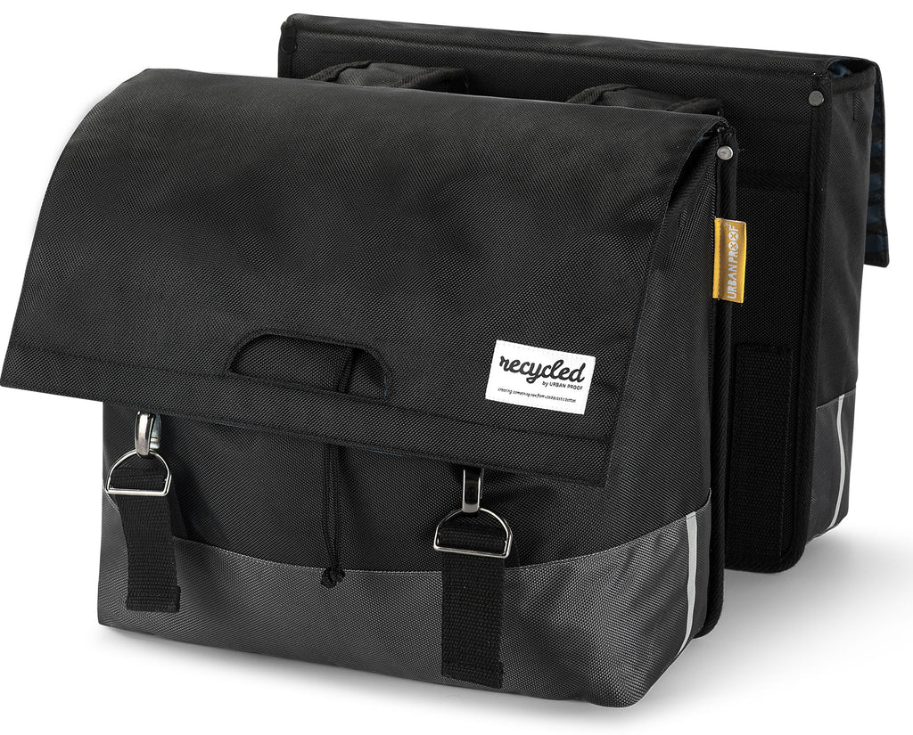 Gerecyclede dubbele fietstas Urban Proof 40 liter - zwart/grijs
