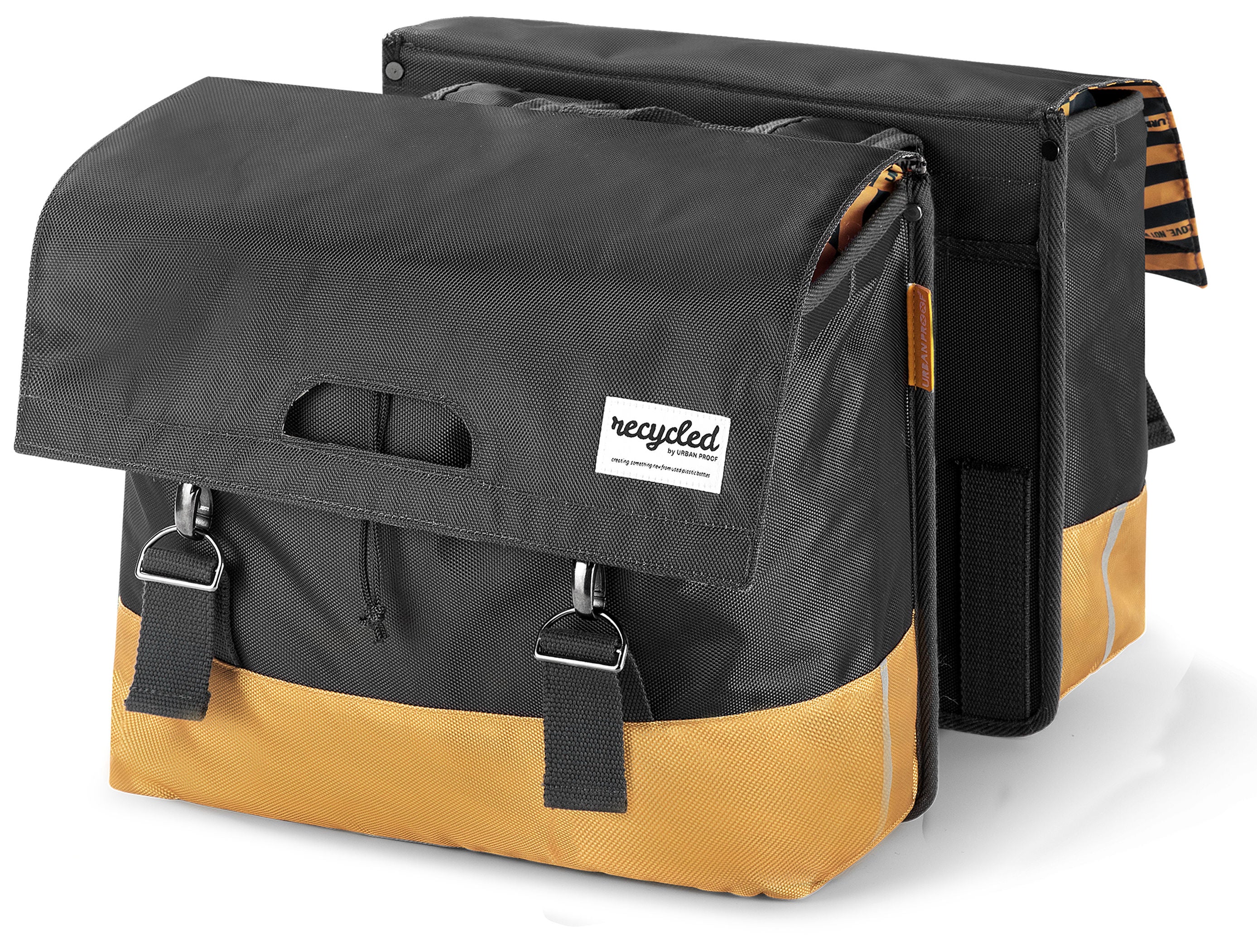 Gerecyclede dubbele fietstas Urban Proof 40 liter - grijs/geel
