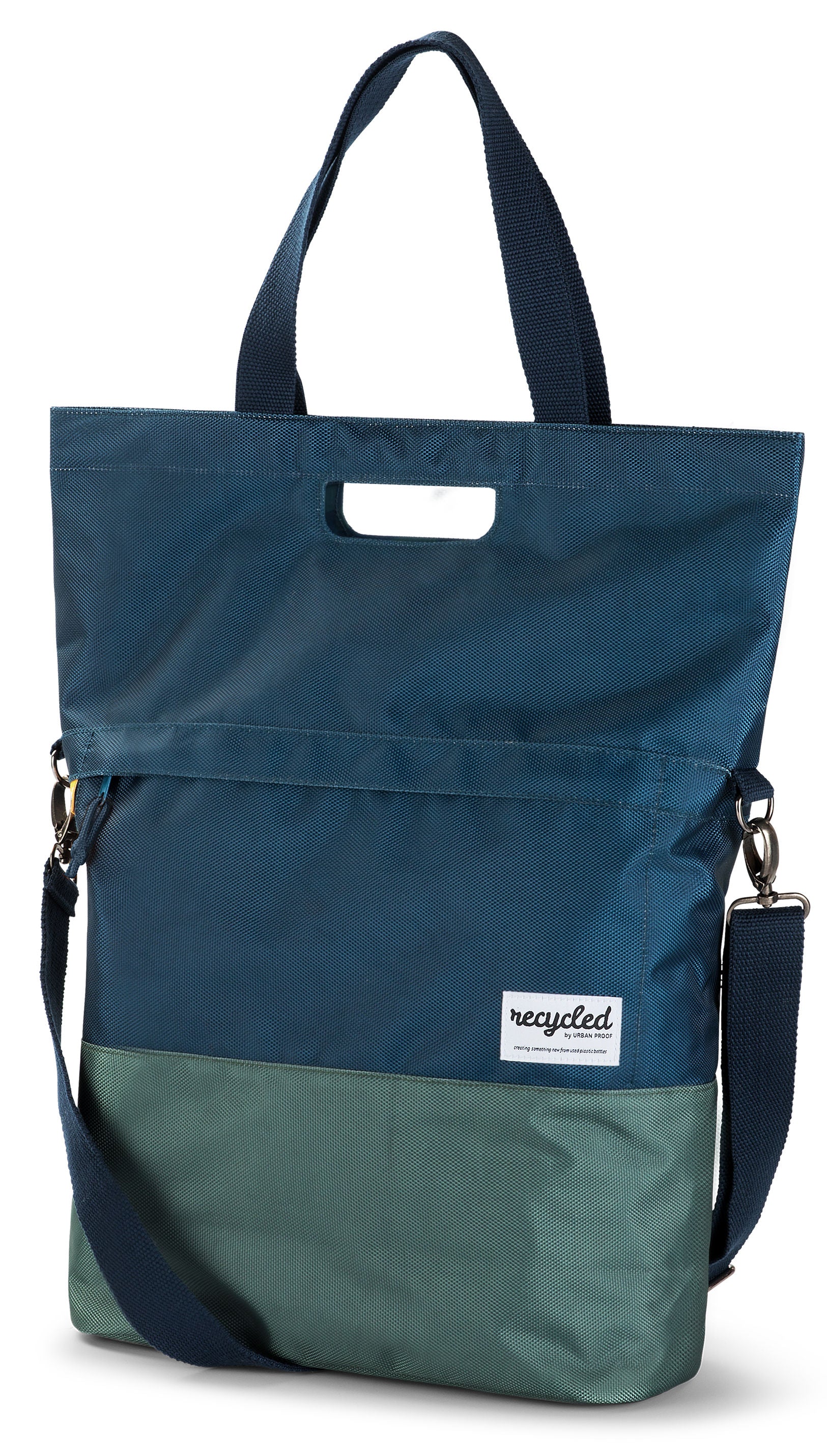 Gerecyclede shopper fietstas Urban Proof 20 liter - blauw/groen