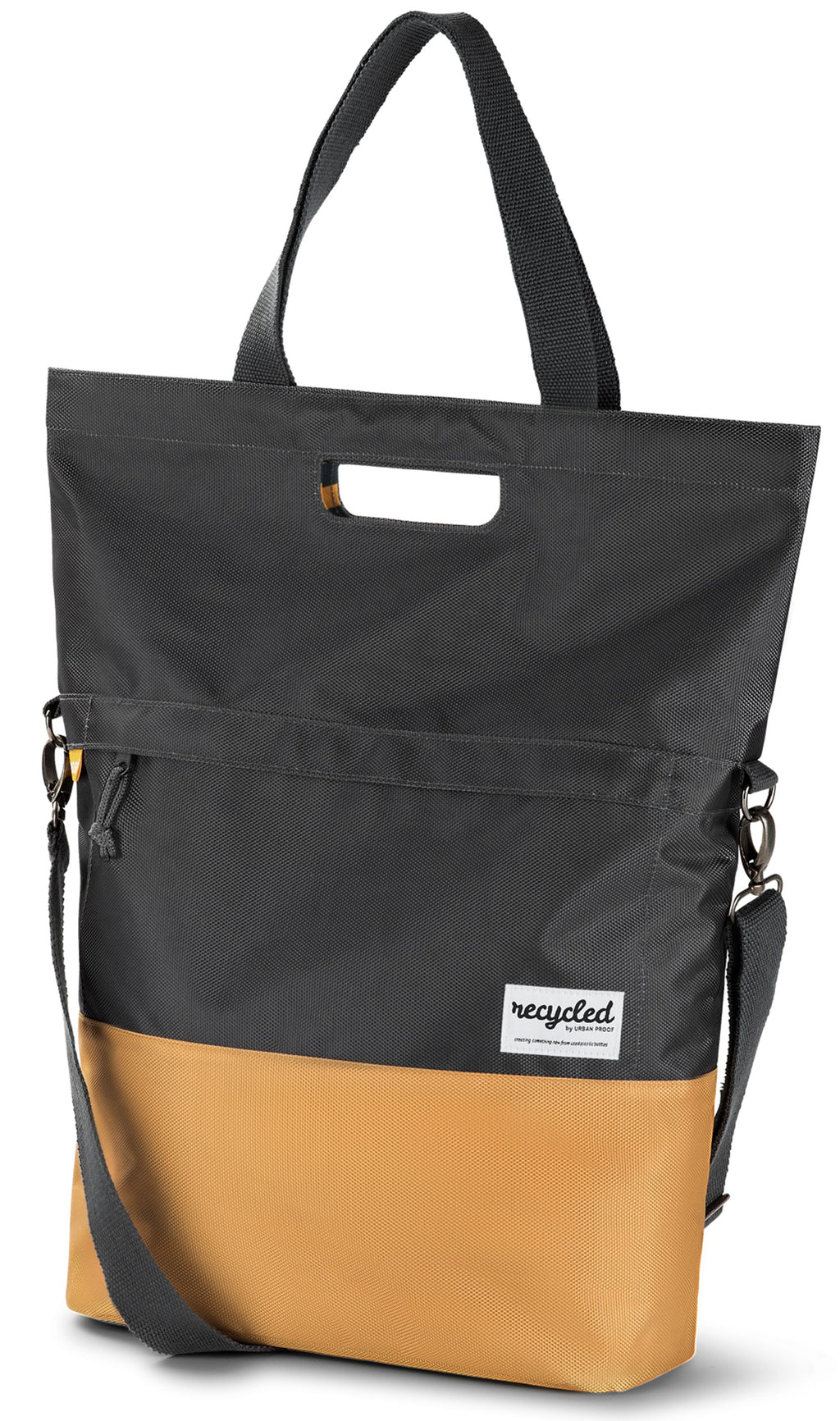 Gerecyclede shopper fietstas Urban Proof 20 liter - grijs/geel