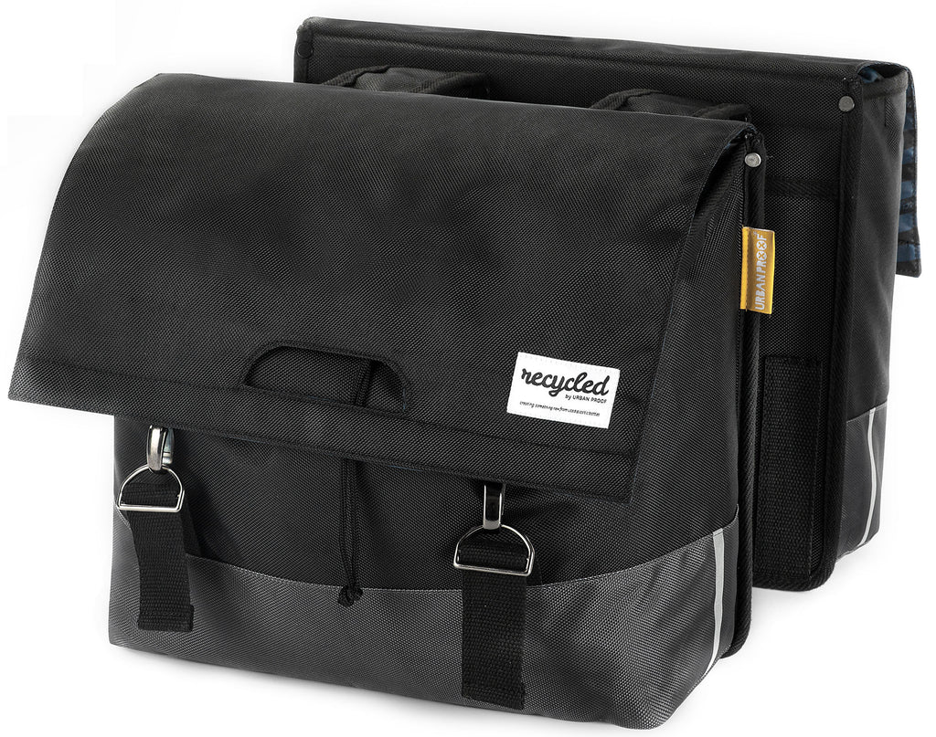 Gerecyclede dubbele fietstas Urban Proof 55 liter - zwart/grijs
