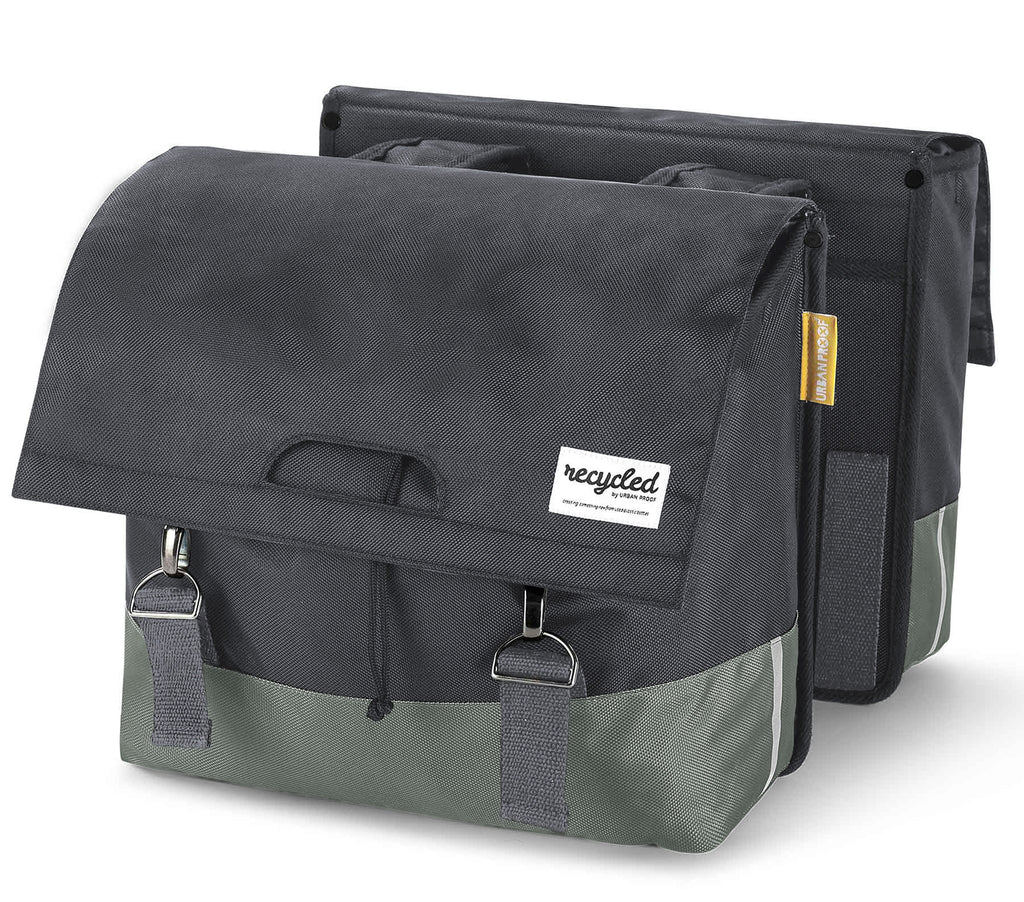 Gerecyclede dubbele fietstas Urban Proof 40 liter - groen/grijs
