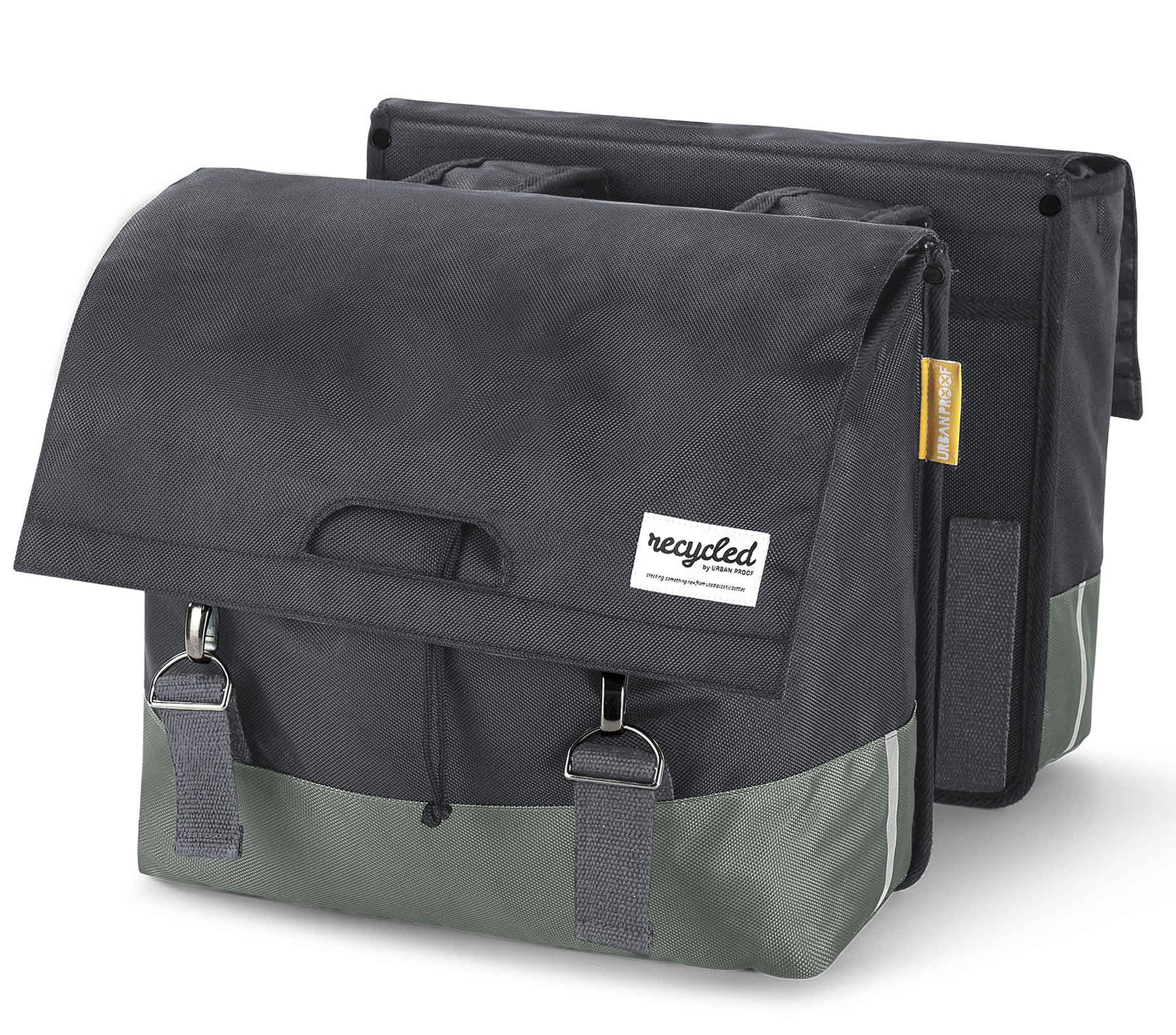 Gerecyclede dubbele fietstas Urban Proof 40 liter - groen/grijs