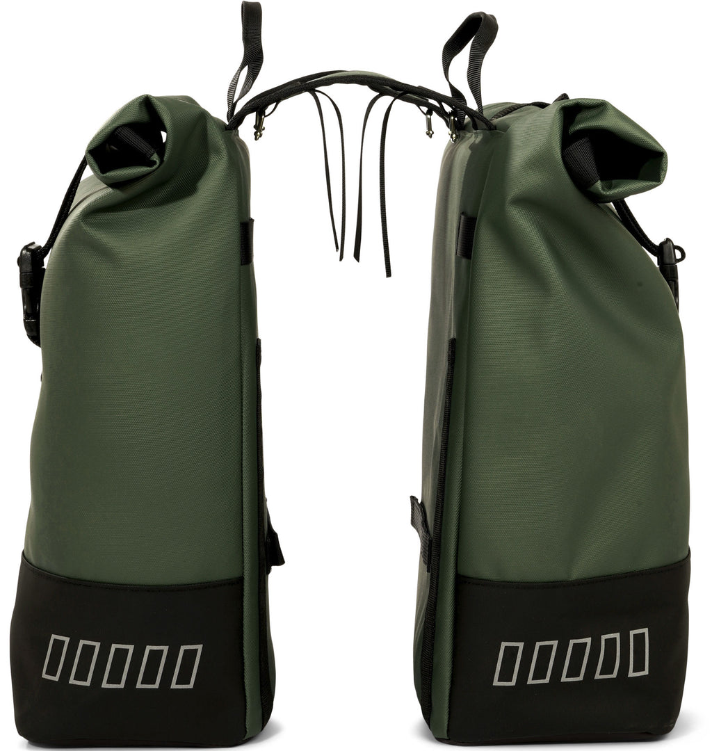 Gerecyclede dubbele fietstas Urban Proof Rolltop 38 liter 30 x 15 x 42 cm - groen