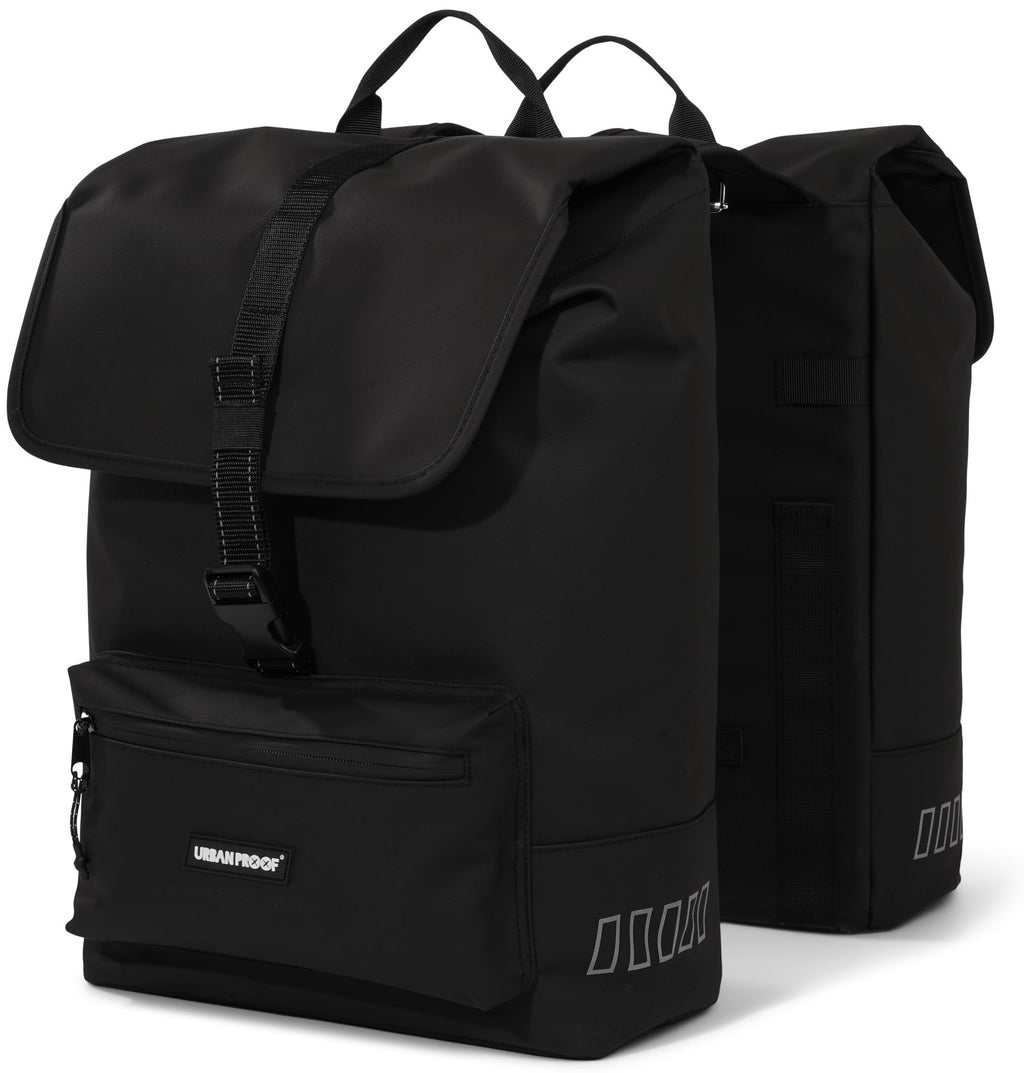 Gerecyclede dubbele fietstas Urban Proof Cargo 38 liter 30 x 15 x 42 cm - zwart