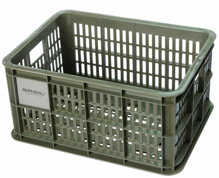Gerecyclede fietskrat Basil Crate S 17.5 liter 29 x 39 x 20 cm - moss green