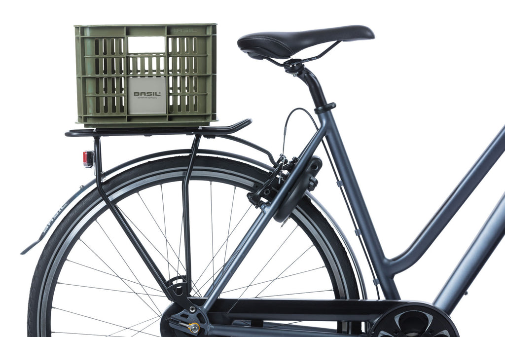 Gerecyclede fietskrat Basil Crate S 17.5 liter 29 x 39 x 20 cm - moss green