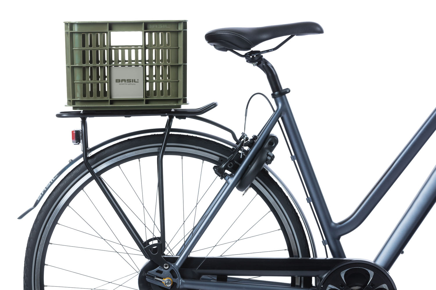 Gerecyclede fietskrat Basil Crate S 17.5 liter 29 x 39 x 20 cm - moss green