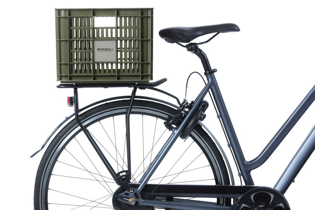 Gerecyclede fietskrat Basil Crate M 29.5 liter 35 x 45 x 25 cm - moss green