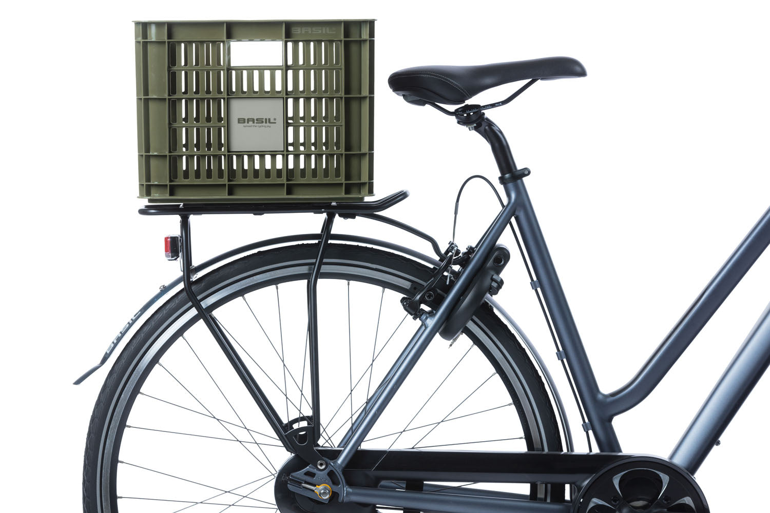 Gerecyclede fietskrat Basil Crate M 29.5 liter 35 x 45 x 25 cm - moss green