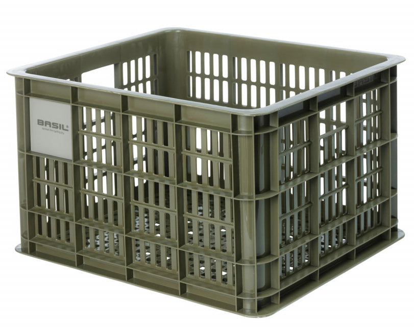 Gerecyclede fietskrat Basil Crate M 29.5 liter 35 x 45 x 25 cm - moss green
