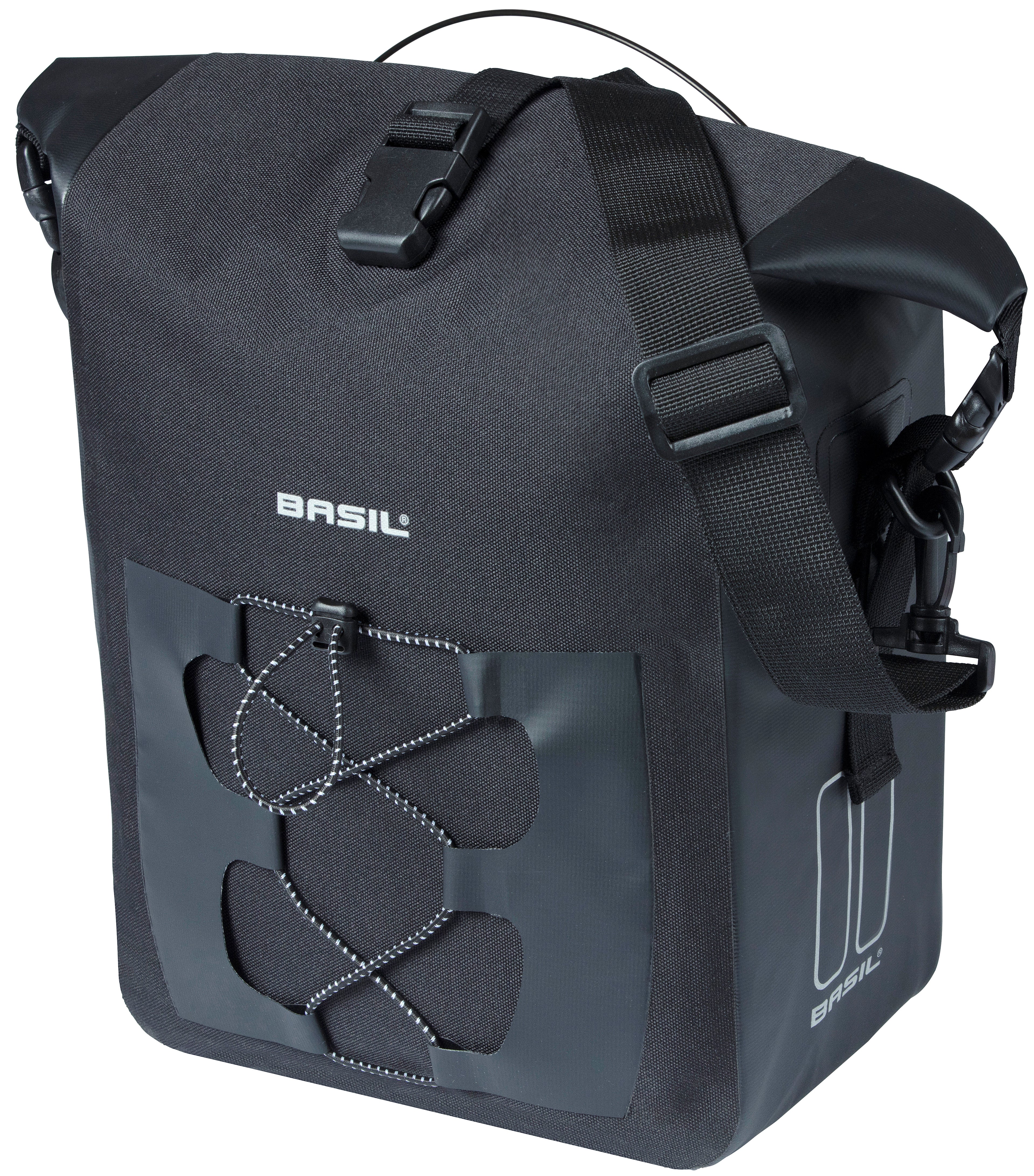 Enkele fietstas Basil Navigator Waterproof M MIK 14 liter - 14 x 24 x 34 cm - zwart