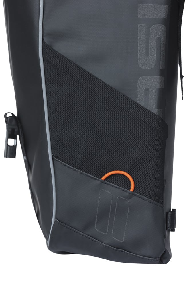 Dubbele Fietstas Basil Miles Tarpaulin MIK 34 liter 13 x 25 x 37 cm - zwart/oranje