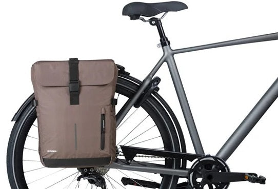 Dubbele fietsas Basil Move 30 liter 16 x 27 x 38 cm - bruin
