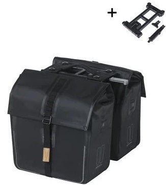 Dubbele fietstas Basil Urban Dry MIK 50 liter 16 x 31 x 32 cm (2x) - Mat zwart