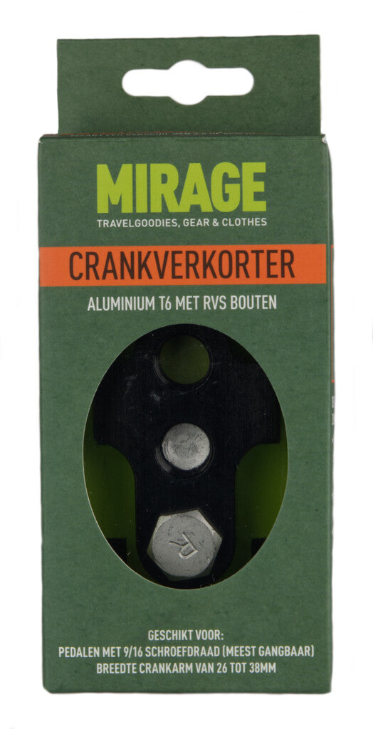Crankverkorter Mirage T6 aluminium met RVS bouten - zwart