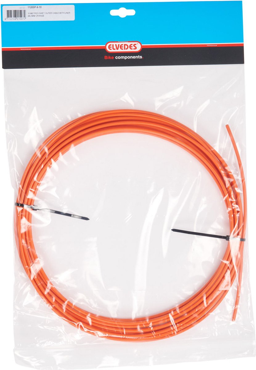 Buitenkabel (rem) Elvedes met teflon voering ø4,9mm - 10 meter op rol - oranje