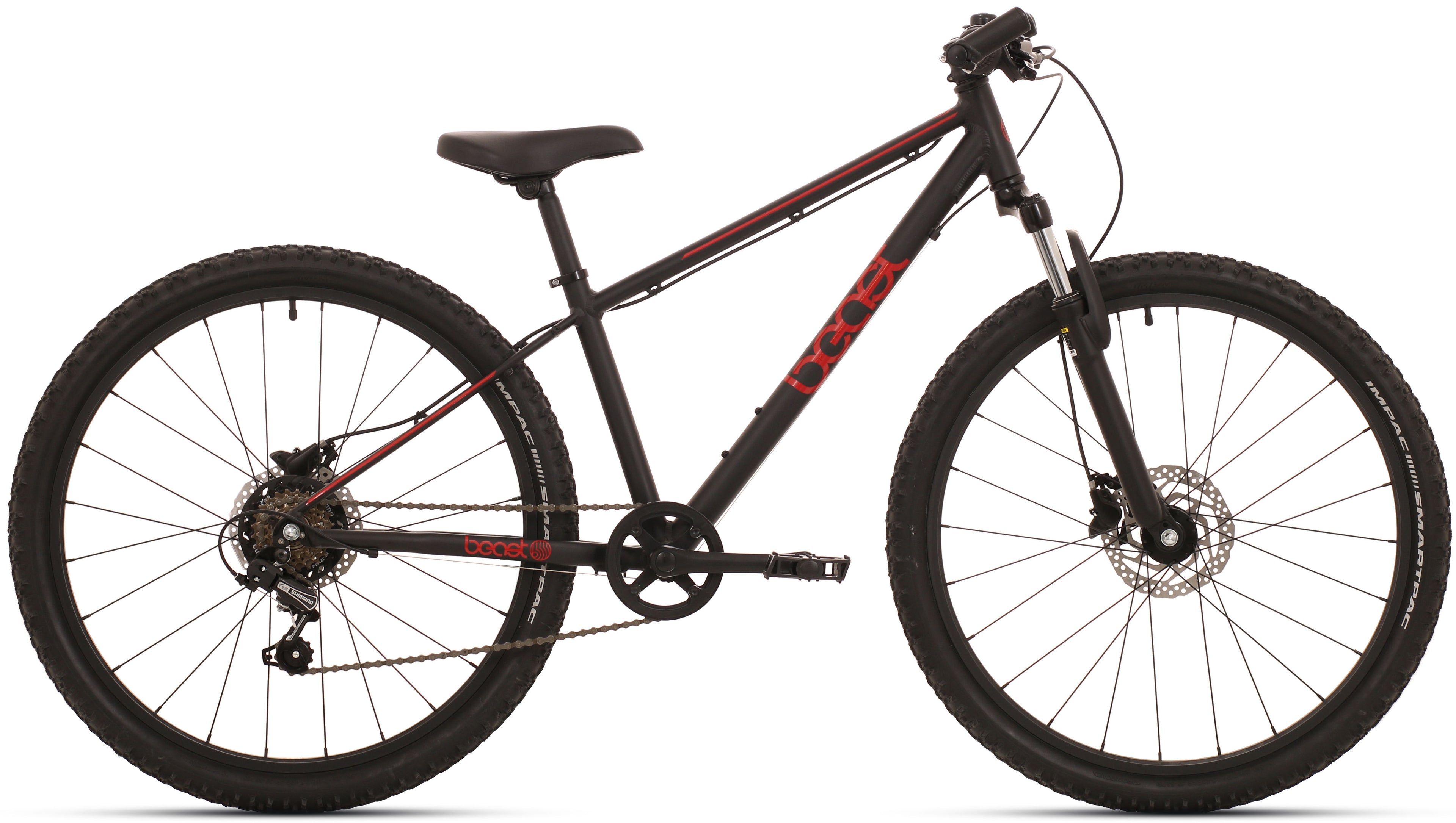 Kinderfiets Bikefun Beast 24 inch met Shimano 6 versnellingen en Disc-brakes - Zwart/Rood