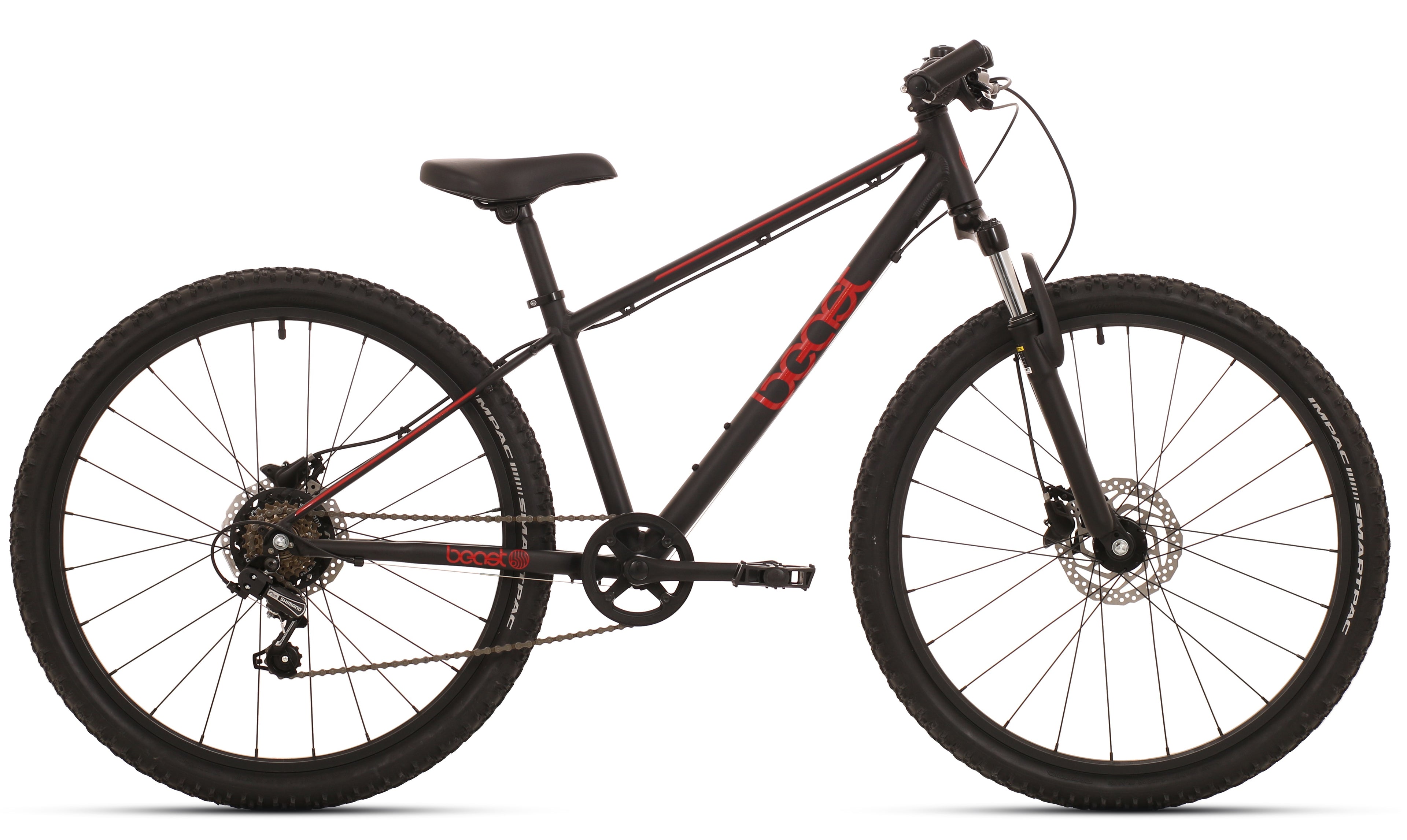 Kinderfiets Bikefun Beast 26 inch met Shimano 6 versnellingen en Disc-brakes - Zwart/Rood