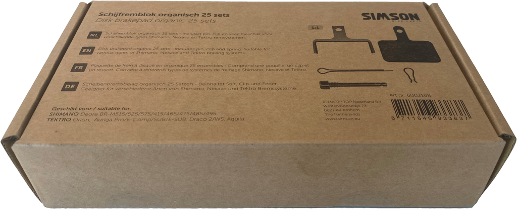 Schijfremblokset Simson organisch (25 paar)